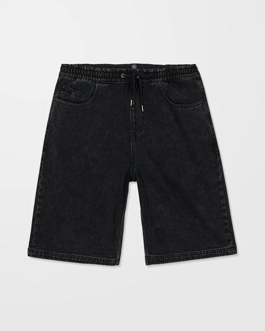 Volcom Men's Freazy 22" Denim Elasticated Waist Short Blackity Black A2012608_BBK