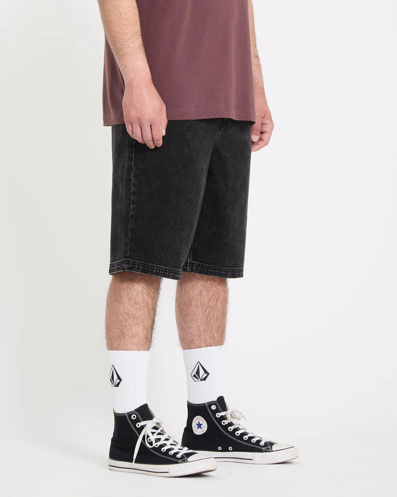 Load image into Gallery viewer, Volcom Men's Freazy 22" Denim Elasticated Waist Short Blackity Black A2012608_BBK
