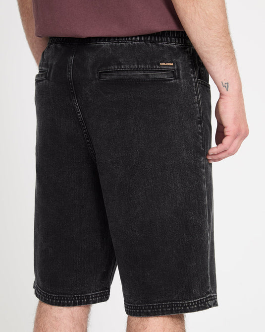 Volcom Men's Freazy 22" Denim Elasticated Waist Short Blackity Black A2012608_BBK