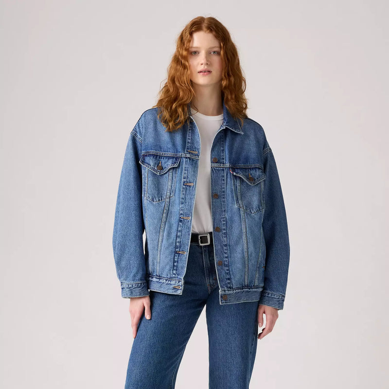 Load image into Gallery viewer, Levi's Women's Xl Trucker Jacket Worn In Medium Indigo A34720003
