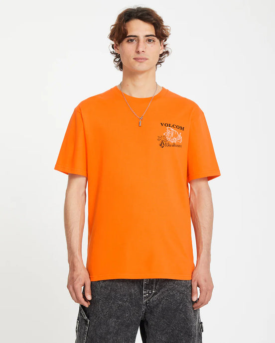 Volcom Men's Pour Choices T-Shirt Neon Orange A3512556_NNO