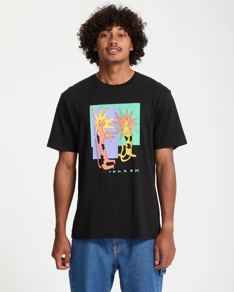 Load image into Gallery viewer, Volcom Men&#39;s Longo Cats T-Shirt Black A3532553_BLK
