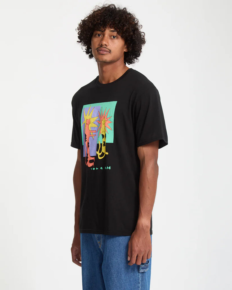 Load image into Gallery viewer, Volcom Men&#39;s Longo Cats T-Shirt Black A3532553_BLK
