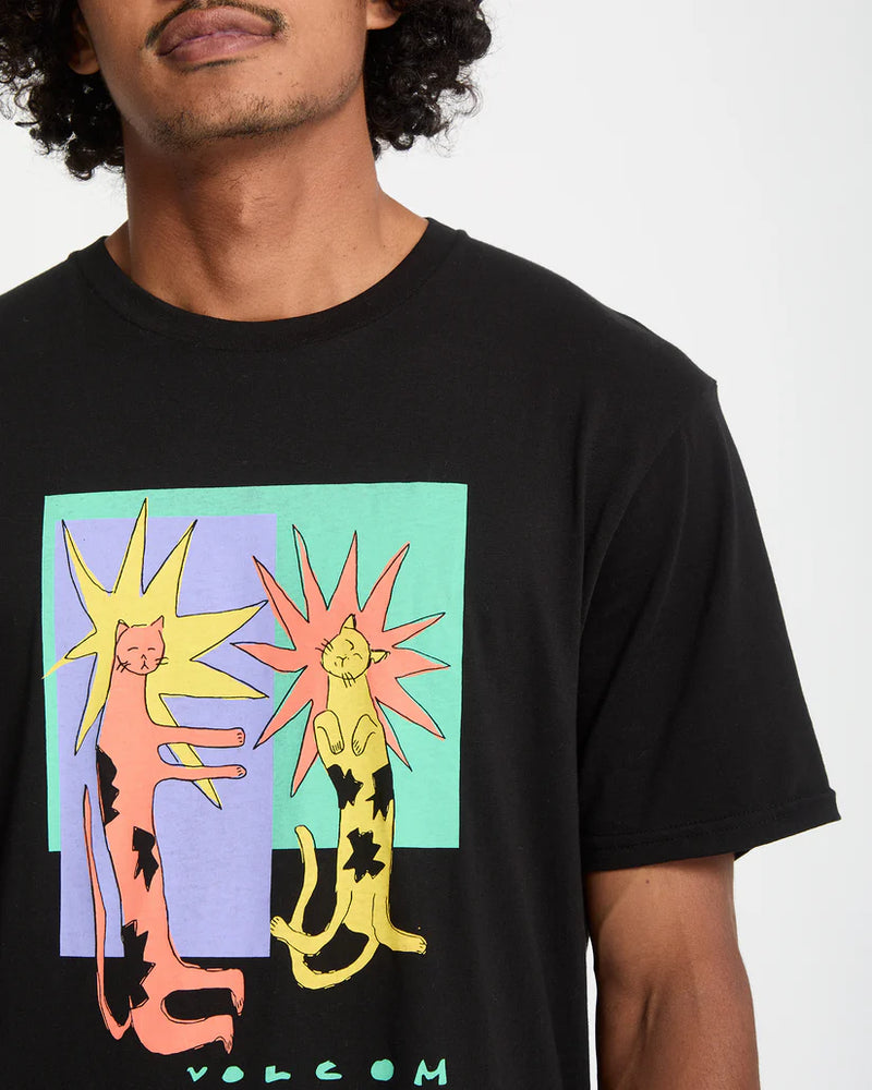 Load image into Gallery viewer, Volcom Men&#39;s Longo Cats T-Shirt Black A3532553_BLK
