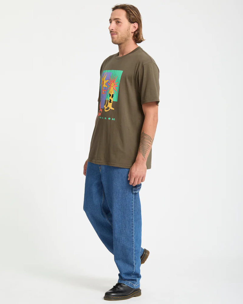 Load image into Gallery viewer, Volcom Men&#39;s Longo Cats T-Shirt Sage Leaf A3532553_SLE
