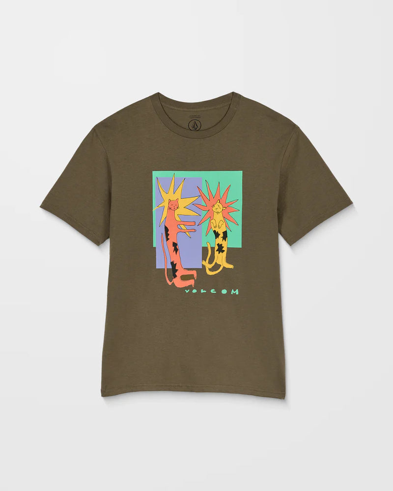 Load image into Gallery viewer, Volcom Men&#39;s Longo Cats T-Shirt Sage Leaf A3532553_SLE
