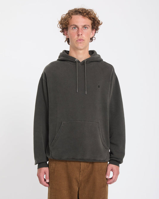 Volcom Men's Single Stone Hoodie Rinsed Black A4132615-RIB