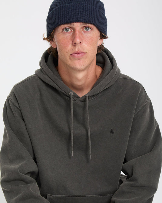 Volcom Men's Single Stone Hoodie Rinsed Black A4132615-RIB