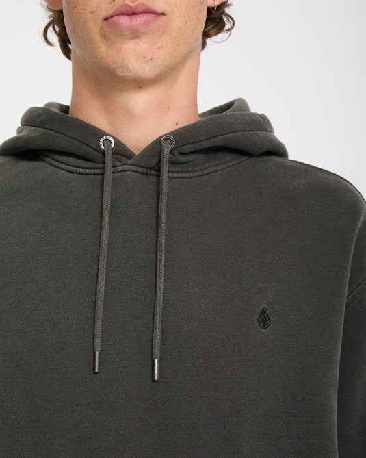 Volcom Men's Single Stone Hoodie Rinsed Black A4132615-RIB
