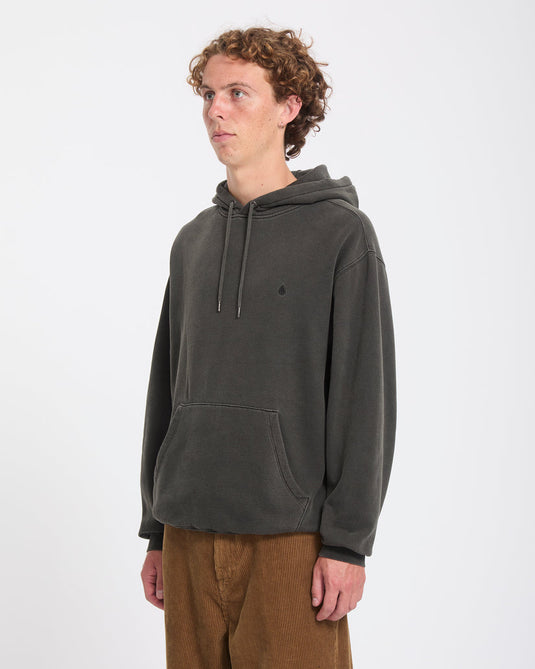 Volcom Men's Single Stone Hoodie Rinsed Black A4132615-RIB