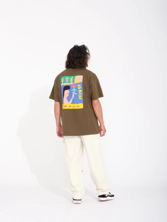 Volcom Men's Arthur Longo Loose Fit T-Shirt Dark Earth A4312412_DKE