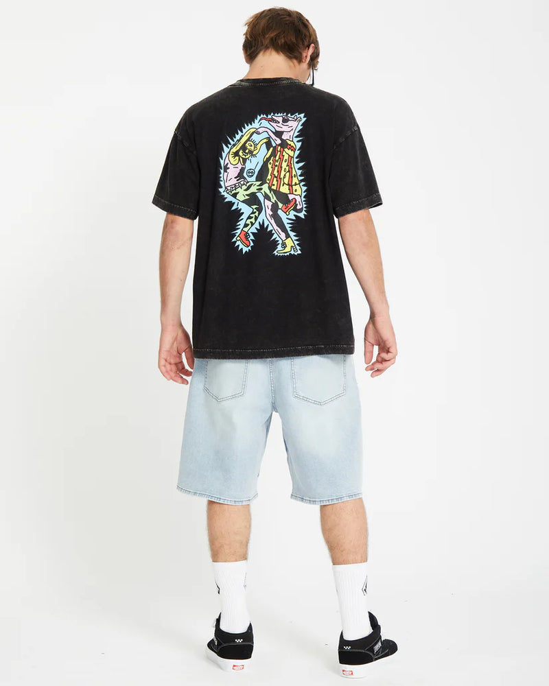 Load image into Gallery viewer, Volcom Unisex Bob Mollema 1 T-Shirt Light Acid Black A4312553_LAB
