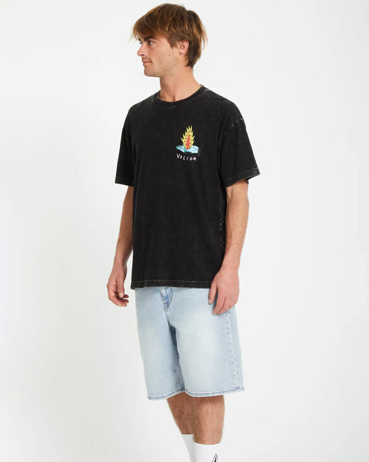 Volcom Unisex Bob Mollema 1 T-Shirt Light Acid Black A4312553_LAB