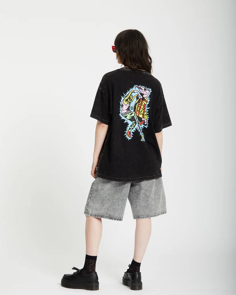 Load image into Gallery viewer, Volcom Unisex Bob Mollema 1 T-Shirt Light Acid Black A4312553_LAB
