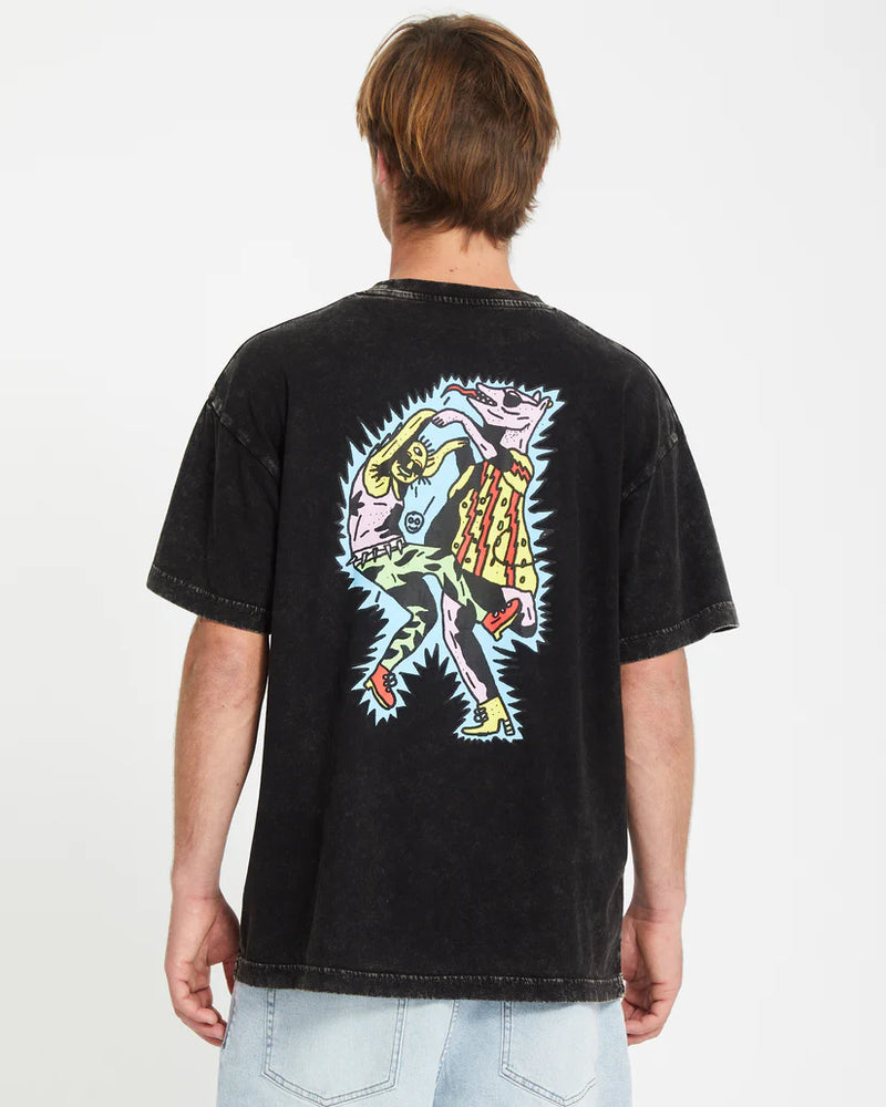 Load image into Gallery viewer, Volcom Unisex Bob Mollema 1 T-Shirt Light Acid Black A4312553_LAB
