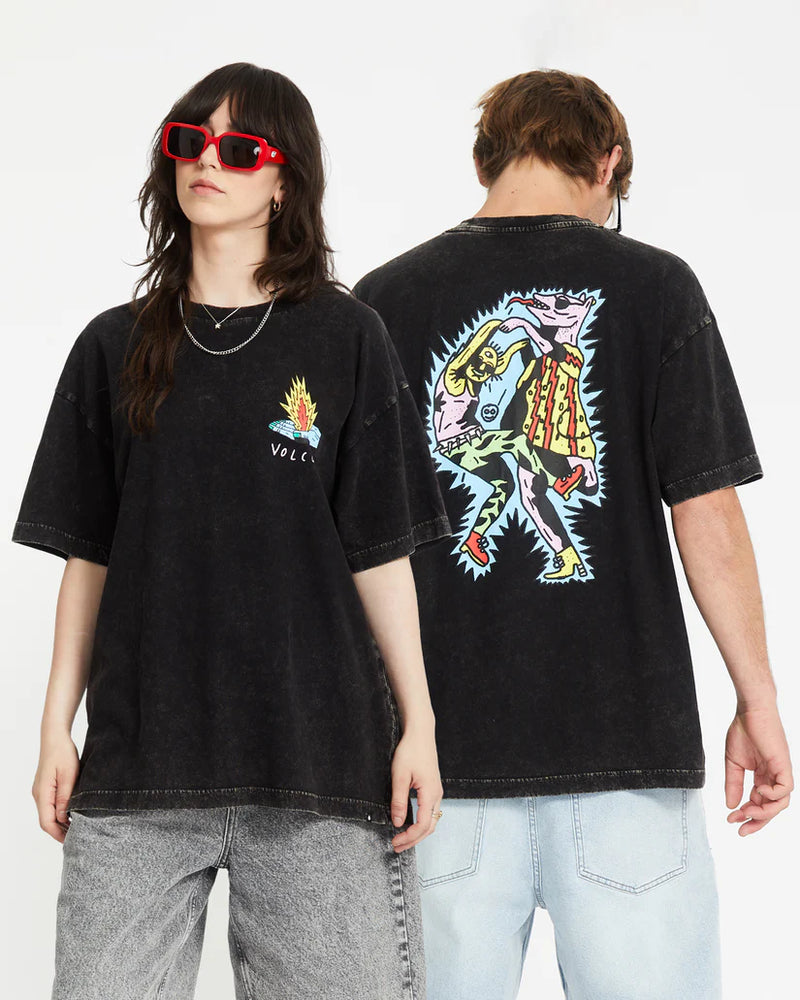 Load image into Gallery viewer, Volcom Unisex Bob Mollema 1 T-Shirt Light Acid Black A4312553_LAB
