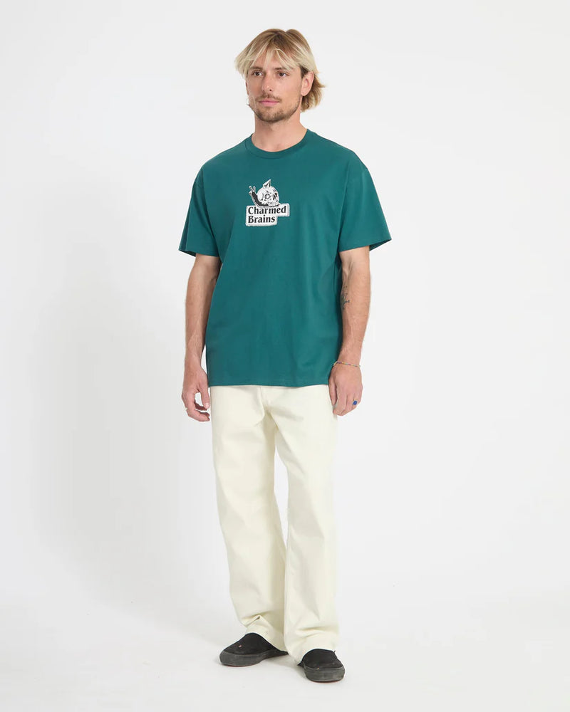 Load image into Gallery viewer, Volcom Men's Charmed Brains T-Shirt Rifle Green A4312663_RFG
