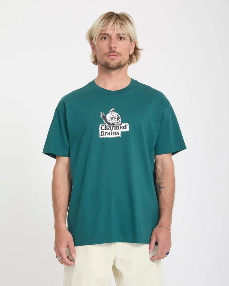 Load image into Gallery viewer, Volcom Men's Charmed Brains T-Shirt Rifle Green A4312663_RFG
