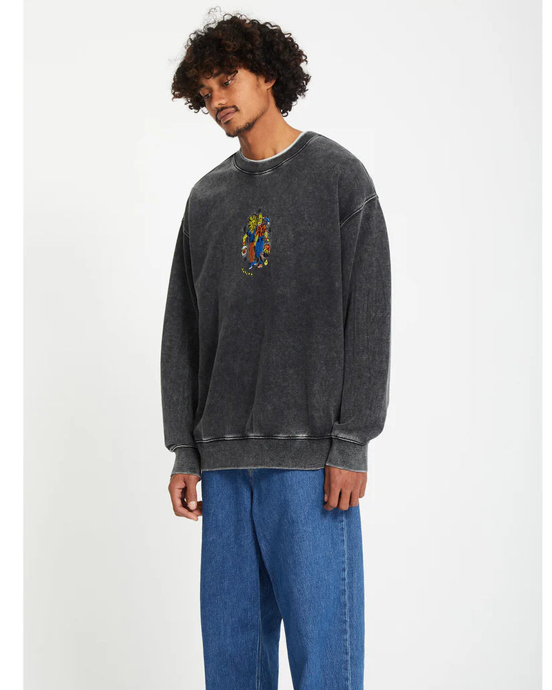 Load image into Gallery viewer, Volcom Unisex Bob Mollema Sweatshirt Light Acid Black A4612504_LAB
