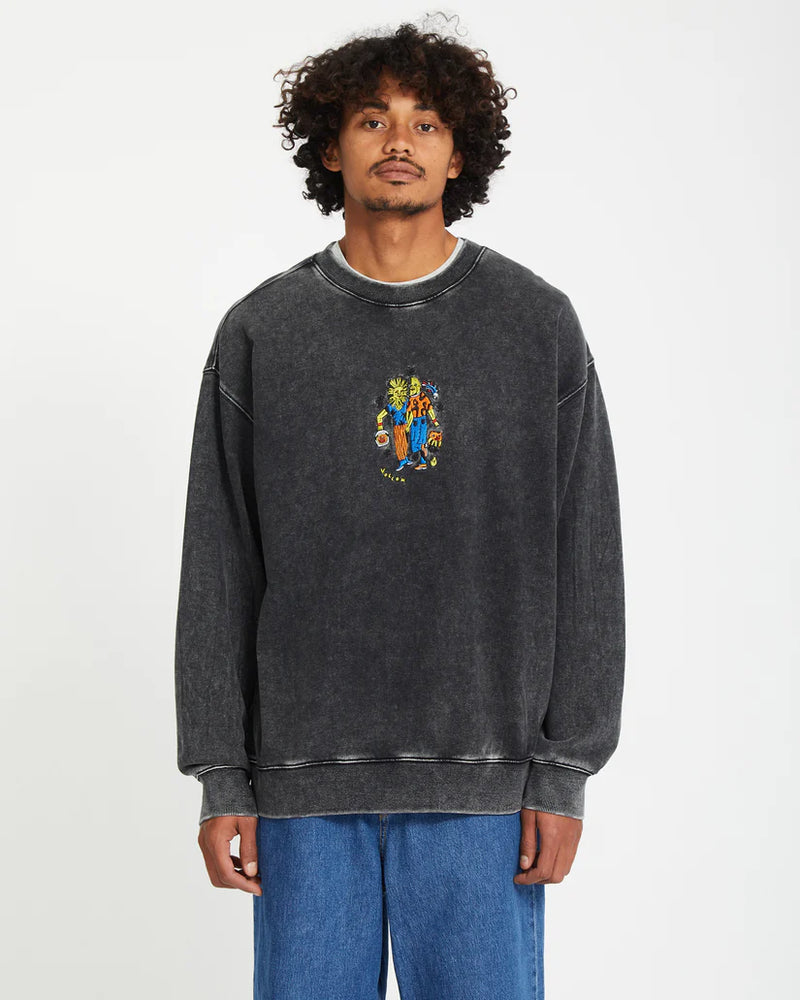 Load image into Gallery viewer, Volcom Unisex Bob Mollema Sweatshirt Light Acid Black A4612504_LAB
