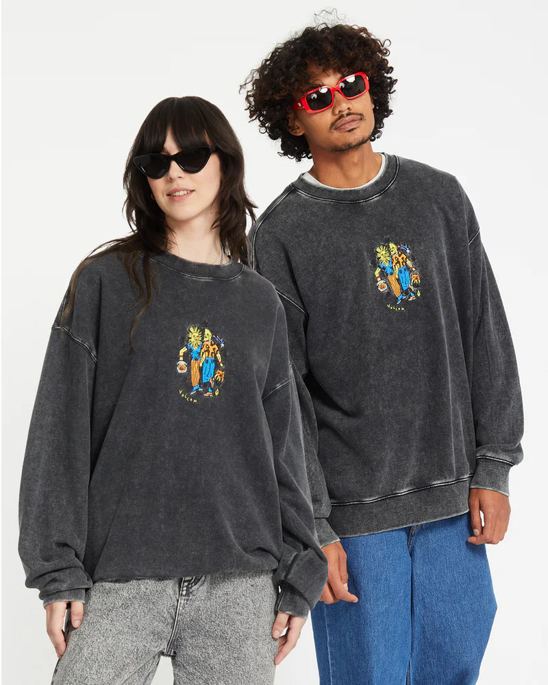 Load image into Gallery viewer, Volcom Unisex Bob Mollema Sweatshirt Light Acid Black A4612504_LAB
