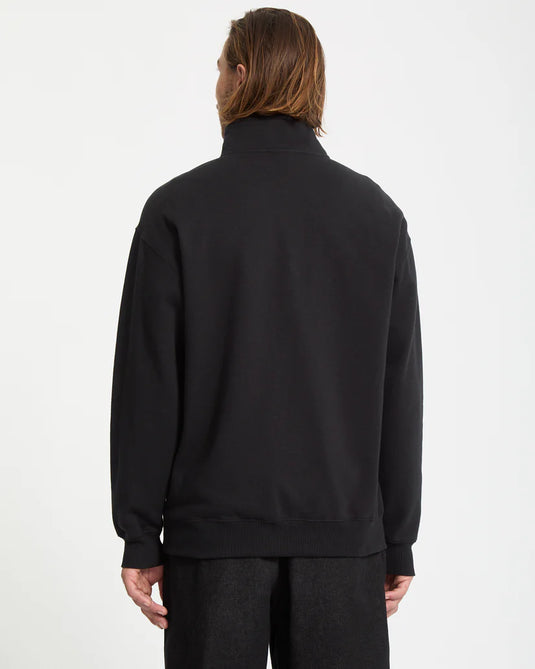 Volcom Men's Single Stone Quarter Zip Sweatshirt Black A4632503-BLK