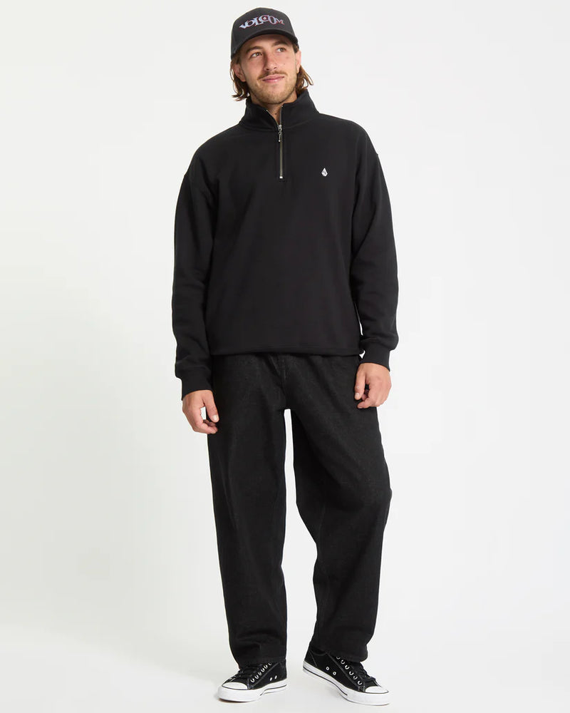 Load image into Gallery viewer, Volcom Men&#39;s Single Stone Quarter Zip Sweatshirt Black A4632503-BLK
