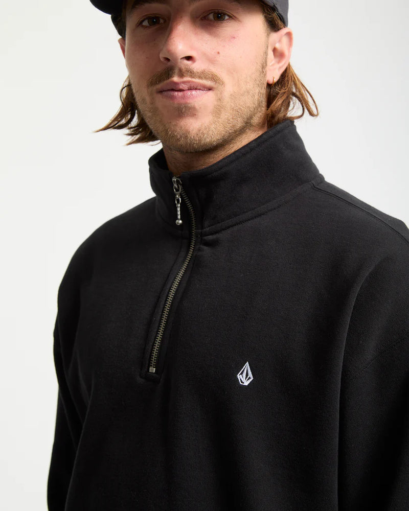 Load image into Gallery viewer, Volcom Men&#39;s Single Stone Quarter Zip Sweatshirt Black A4632503-BLK
