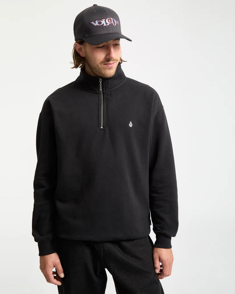 Load image into Gallery viewer, Volcom Men&#39;s Single Stone Quarter Zip Sweatshirt Black A4632503-BLK
