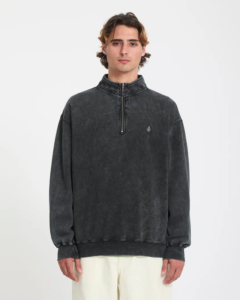 Load image into Gallery viewer, Volcom Men's Single Stone Quarter Zip Sweatshirt Light Acid Black A4632625-LAB
