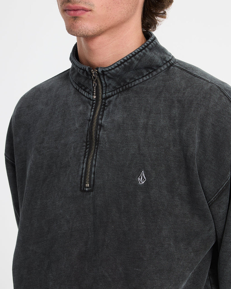 Load image into Gallery viewer, Volcom Men's Single Stone Quarter Zip Sweatshirt Light Acid Black A4632625-LAB
