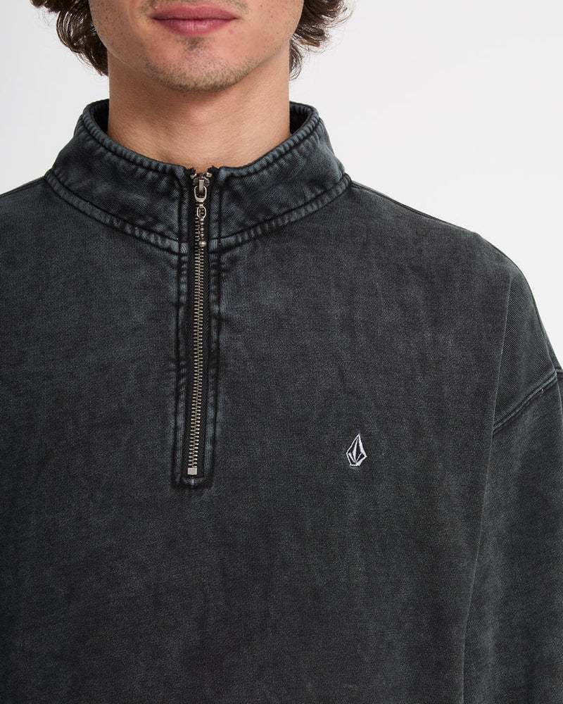 Load image into Gallery viewer, Volcom Men's Single Stone Quarter Zip Sweatshirt Light Acid Black A4632625-LAB
