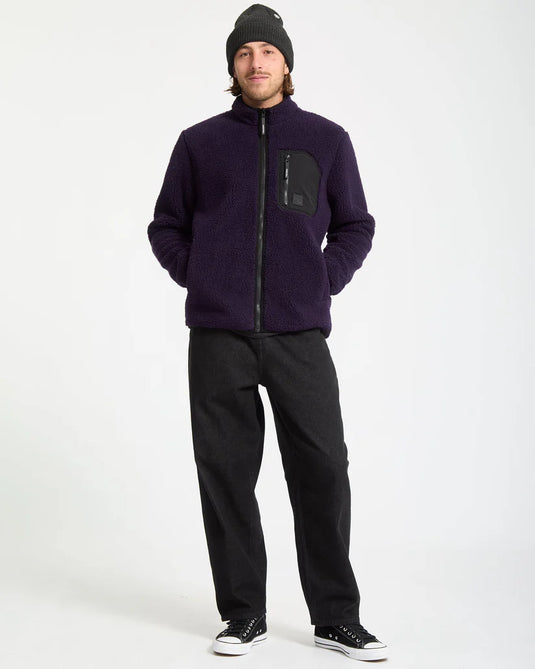 Volcom Men's Muzzer Fuzzar Zip Sherpa Fleece Dark Purple A4832306-DPL