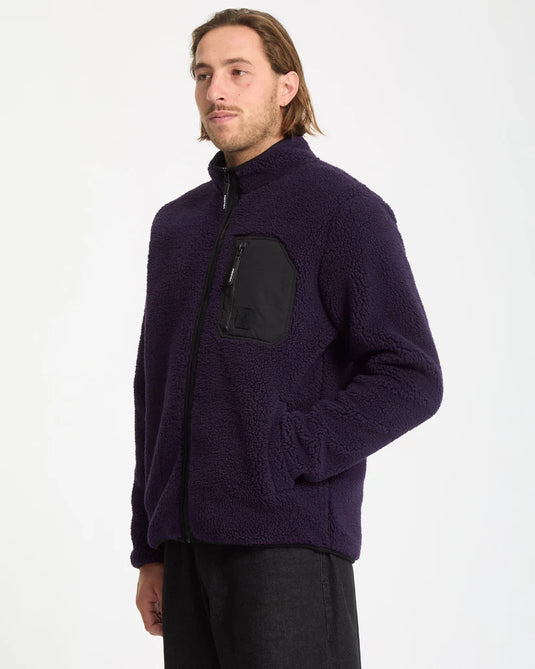 Volcom Men's Muzzer Fuzzar Zip Sherpa Fleece Dark Purple A4832306-DPL