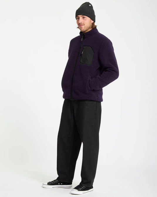Volcom Men's Muzzer Fuzzar Zip Sherpa Fleece Dark Purple A4832306-DPL