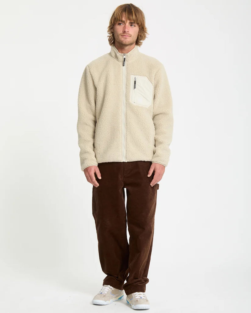 Load image into Gallery viewer, Volcom Men's Muzzer Fuzzar Zip Sherpa Fleece Stone A4832603-STN
