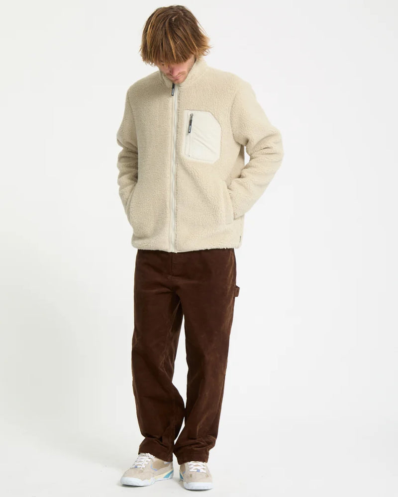 Load image into Gallery viewer, Volcom Men's Muzzer Fuzzar Zip Sherpa Fleece Stone A4832603-STN
