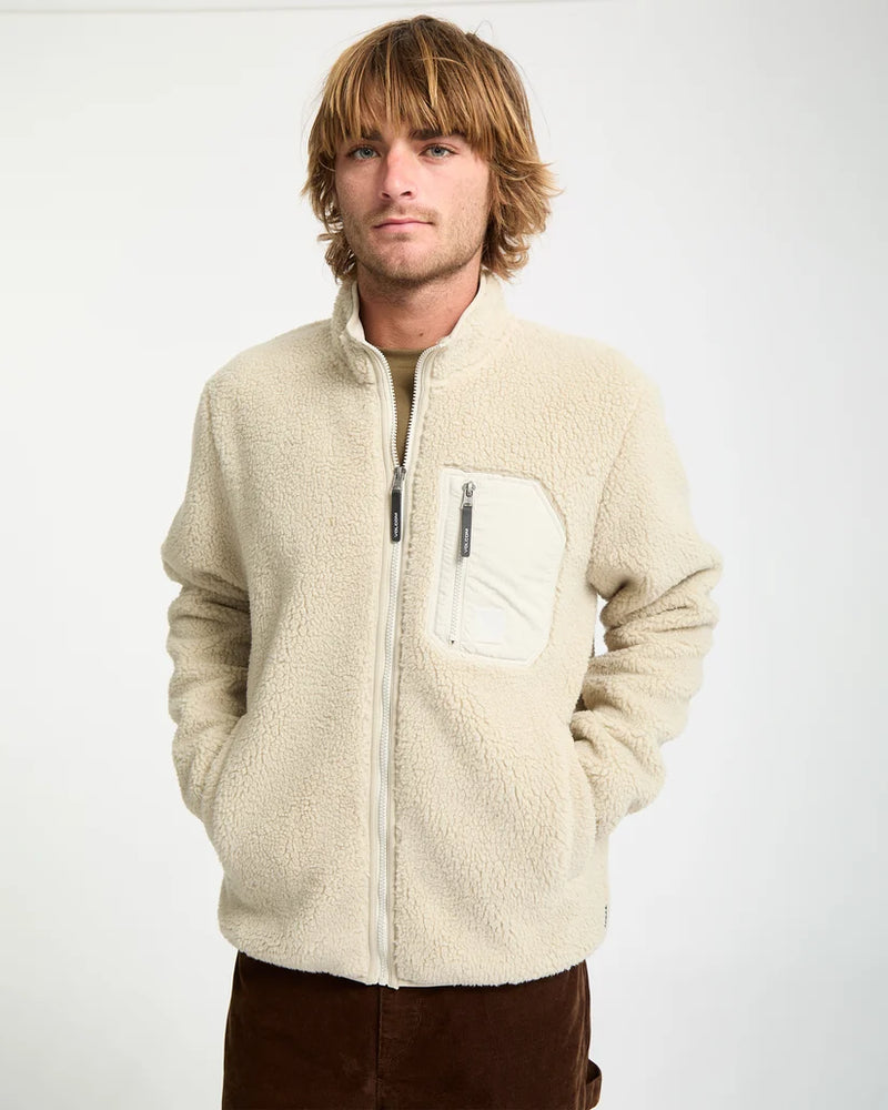 Load image into Gallery viewer, Volcom Men's Muzzer Fuzzar Zip Sherpa Fleece Stone A4832603-STN
