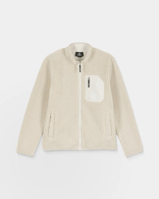Volcom Men's Muzzer Fuzzar Zip Sherpa Fleece Stone A4832603-STN