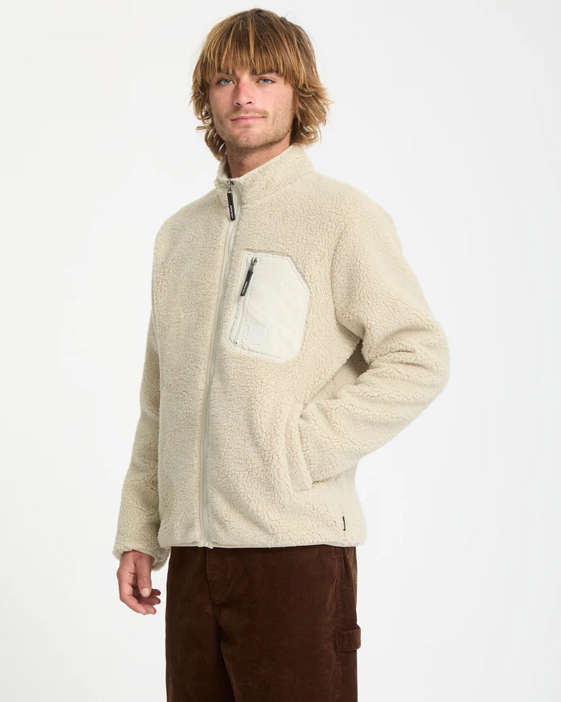 Load image into Gallery viewer, Volcom Men's Muzzer Fuzzar Zip Sherpa Fleece Stone A4832603-STN
