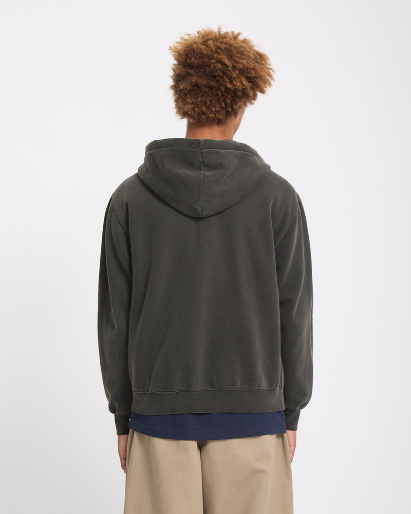 Load image into Gallery viewer, Volcom Men's Single Stone Zip Sweatshirt Rinsed Black A4832606-RIB
