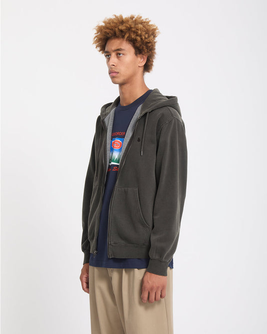 Volcom Men's Single Stone Zip Sweatshirt Rinsed Black A4832606-RIB