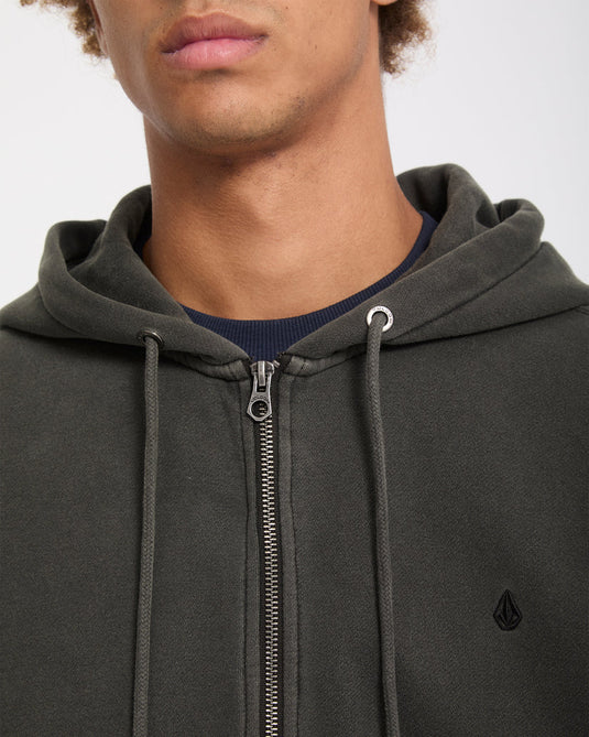 Volcom Men's Single Stone Zip Sweatshirt Rinsed Black A4832606-RIB
