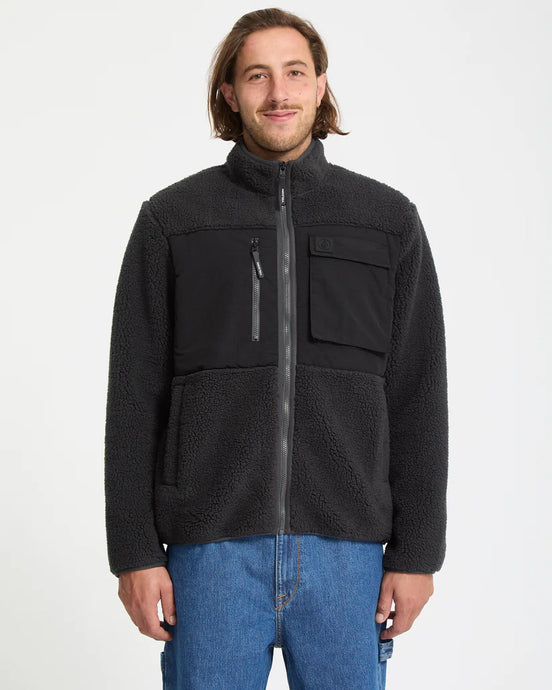 Volcom Men's Storm Stone Zip Fleece Asphalt Black A4842300-ASB
