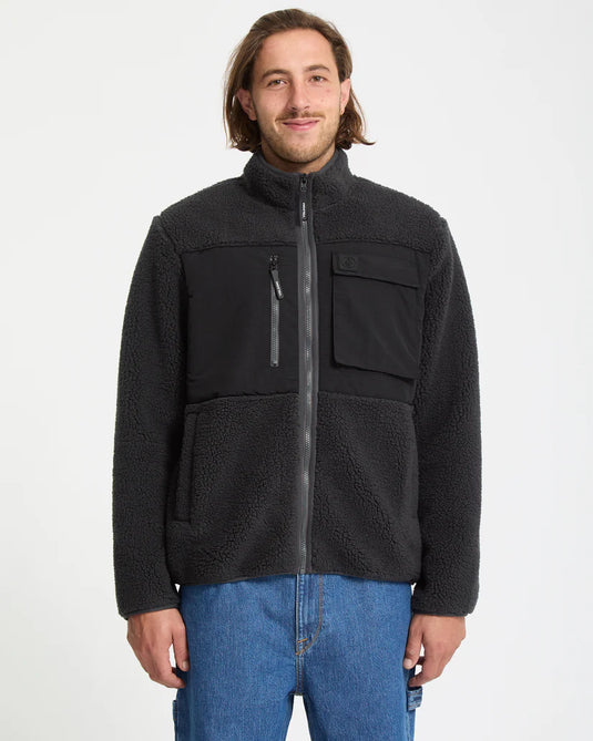 Volcom Men's Storm Stone Zip Fleece Asphalt Black A4842300-ASB