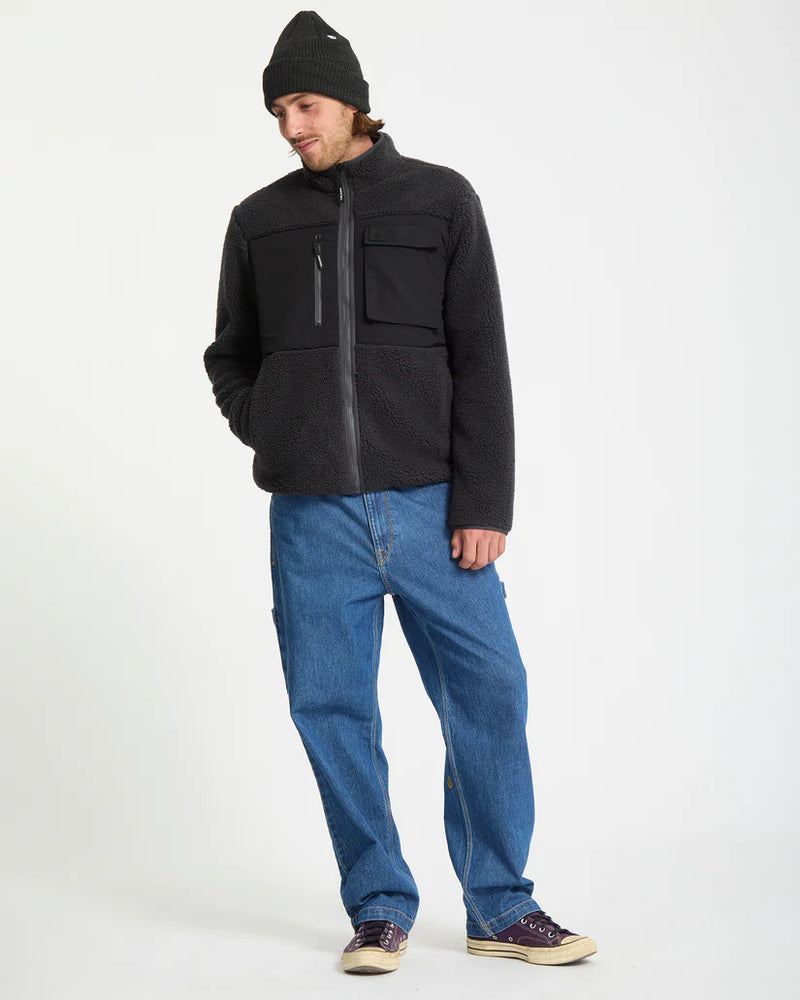 Load image into Gallery viewer, Volcom Men&#39;s Storm Stone Zip Fleece Asphalt Black A4842300-ASB
