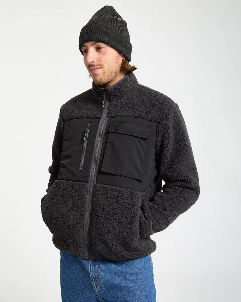 Load image into Gallery viewer, Volcom Men&#39;s Storm Stone Zip Fleece Asphalt Black A4842300-ASB
