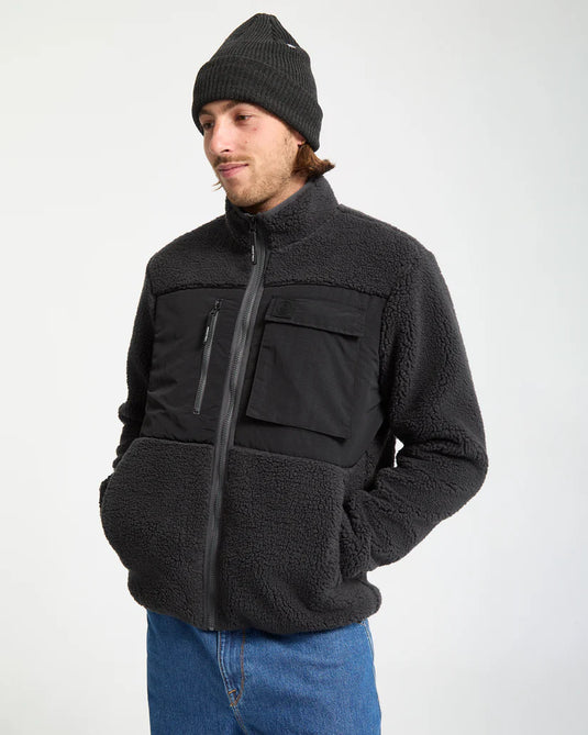 Volcom Men's Storm Stone Zip Fleece Asphalt Black A4842300-ASB