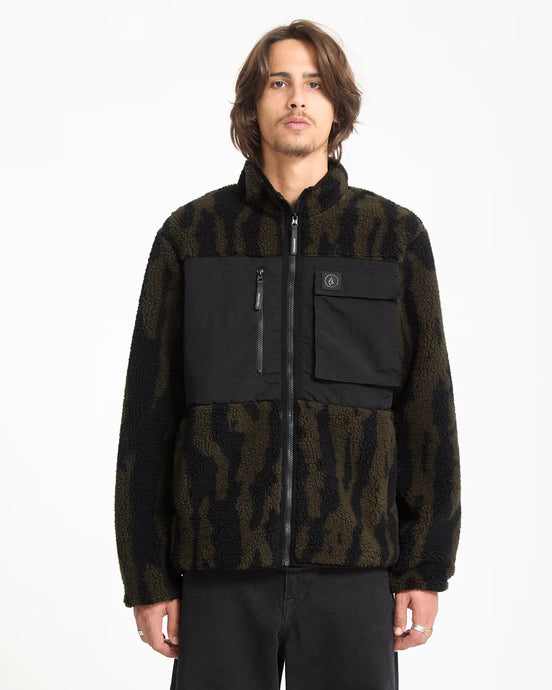 Volcom Men's Storm Stone Sherpa ZIp Sweatshirt Sage Leaf A4842300-SLE