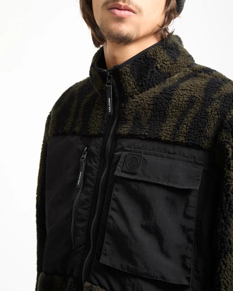 Load image into Gallery viewer, Volcom Men&#39;s Storm Stone Sherpa ZIp Sweatshirt Sage Leaf A4842300-SLE
